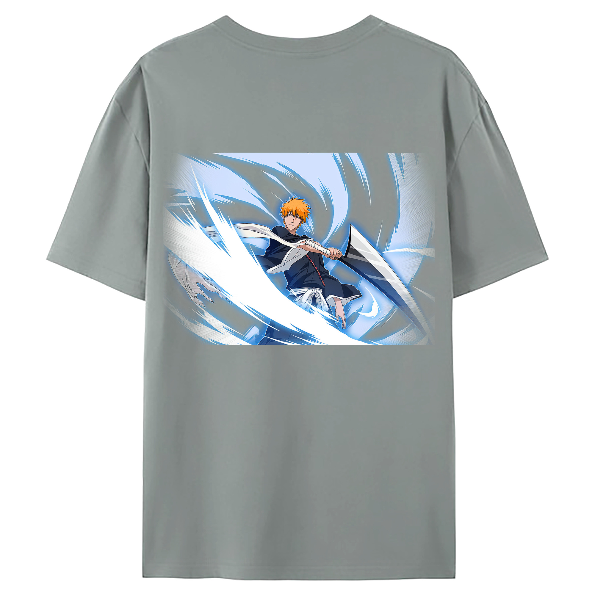 （画像用） ブリーチ 黒崎一護（くろさき いちご）BLEACH Kurosaki Ichigo 綿100％ メンズ半袖Tシャツ（バックプリント） 通気性